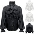 thumbnail image 1 of Retro Dress Shirt for Men Pirate Renaissance Victorian Long Sleeve Button Down Shirt White S, 1 of 3