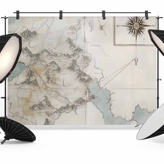 Medieval Retro Photography Backdrop 7x5FT, Map Photo Backdrops, Background for Photography Studio Photo Studio Background, Back Drop for Photoshoot