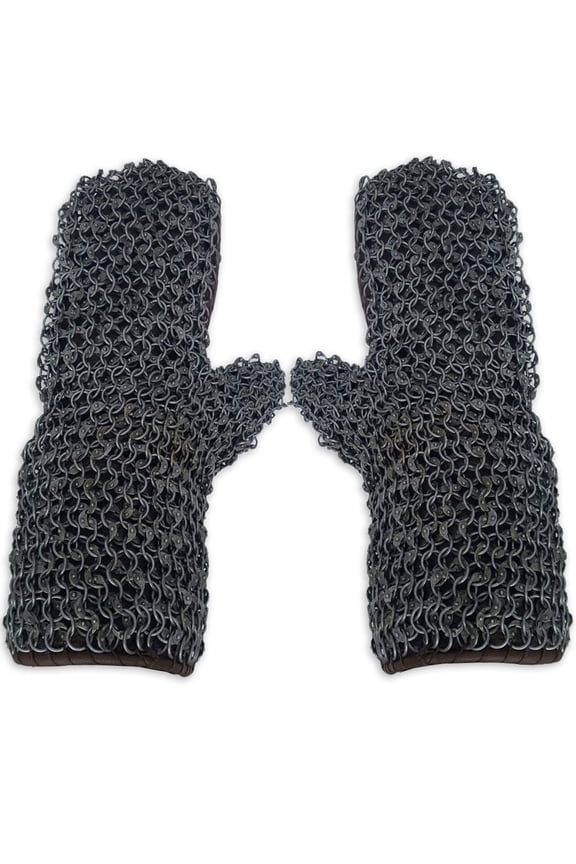 Medieval Riveted Chainmail Padded Gauntlets Gloves Mittens 16ga Carbon Steel