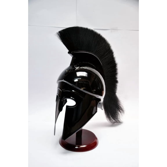 Medieval Roman Spartan Greek Corinthian Helmet LARP SCA Role-Play Armor Helmet Greek Corinthian Helmet with Black Plume & Black Finish