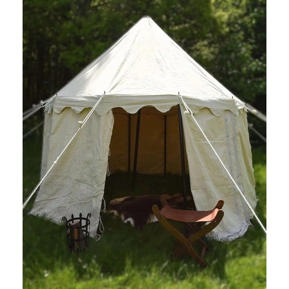 Medieval Round Canvas Bell Tent 3m Waterproof Heavy Duty Yurt Pavilion Tent for LARP, Outdoor Camping & Reenactment Events