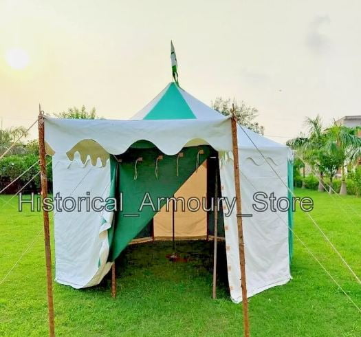 Medieval Round pavilion tent 4m White-emerald green waterproof camping Tent