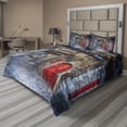 thumbnail image 1 of Ambesonne Medieval Fitted & Top Sheet Set with Shams, Old Stone House Town, Grey Red Brown, 1 of 4