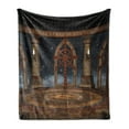 thumbnail image 1 of Medieval Soft Flannel Fleece Throw Blanket, Gothic Building in the Sky Large Terrace Fantasy Architectural Image Print, Cozy Plush for Indoor and Outdoor Use, 60" x 80", Dark Grey Brown, by Ambesonne, 1 of 5