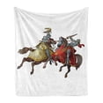thumbnail image 1 of Medieval Soft Flannel Fleece Throw Blanket, Middle Age Fighters Knights with Costume Renaissance Period Illustration, Cozy Plush for Indoor and Outdoor Use, 60" x 80", Multicolor, by Ambesonne, 1 of 5