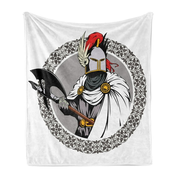 Medieval Soft Flannel Fleece Throw Blanket, Middle Ages Knight Traditional Costume and Heroic Pastme, Cozy Plush for Indoor and Outdoor Use, 60" x 80", Multicolor, by Ambesonne