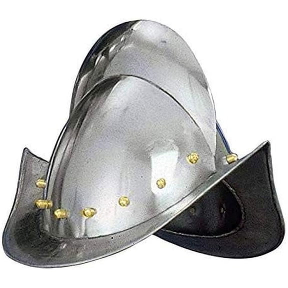 Medieval Spanish Armor Comb Morion Helmet Silver