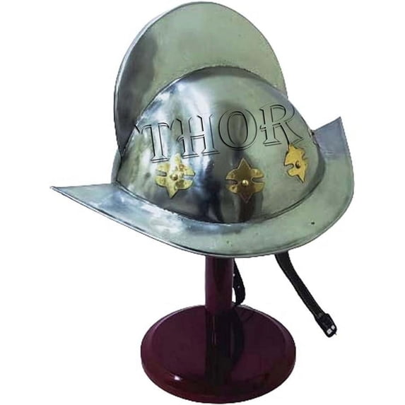 Medieval Spanish Morion Armor Helmet Free Stand Replica Fits All Most Rustic Vintage Home Decor Gifts