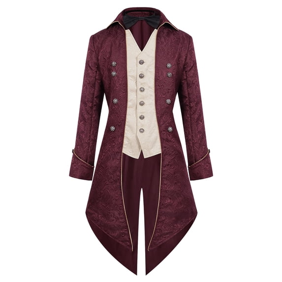 Medieval Steampunk Tailcoat for Men Pirate Viking Renaissance Costume Victorian Halloween Vintage Warlock Frock Coat