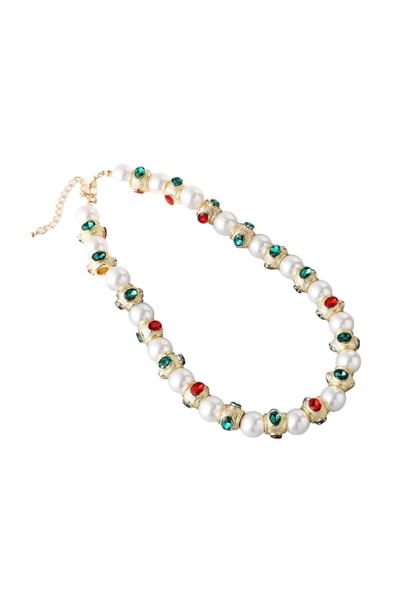 Medieval Styles Glass Pearls Jewelry Red Green Dragonflies Eye Embellished Collar Necklace Zines Alloy Construction