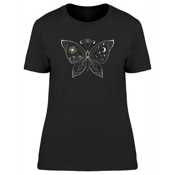 Medieval Sun And Moon Butterfly  T-Shirt Women -Image by Shutterstock, Female Small