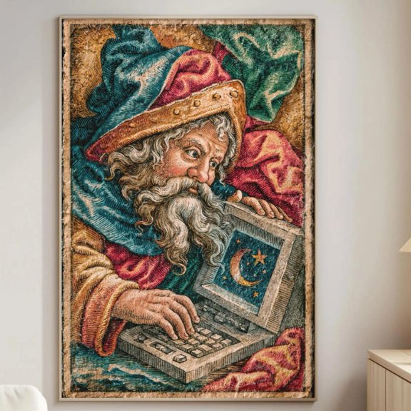 Medieval Tech Support Funny Renaissance Computer Absurd Programmer For Poster , Poster Print Only
