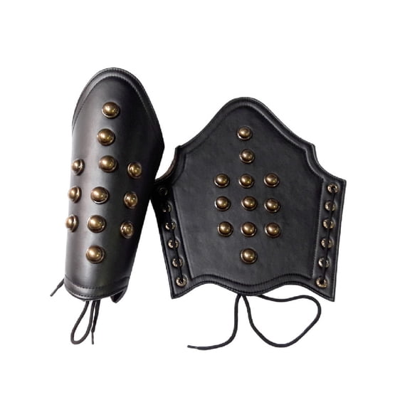 Medieval Templar Crusader Knights Costume Leather Hand Guards Pair Forearm Guard