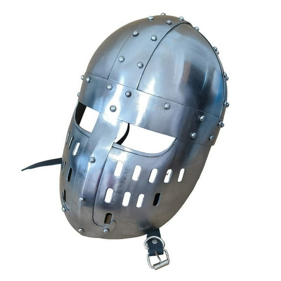 Medieval Templar Face Plate Helmet 18 Gauge Steel Dome Topped Crusader Helm with face Guard