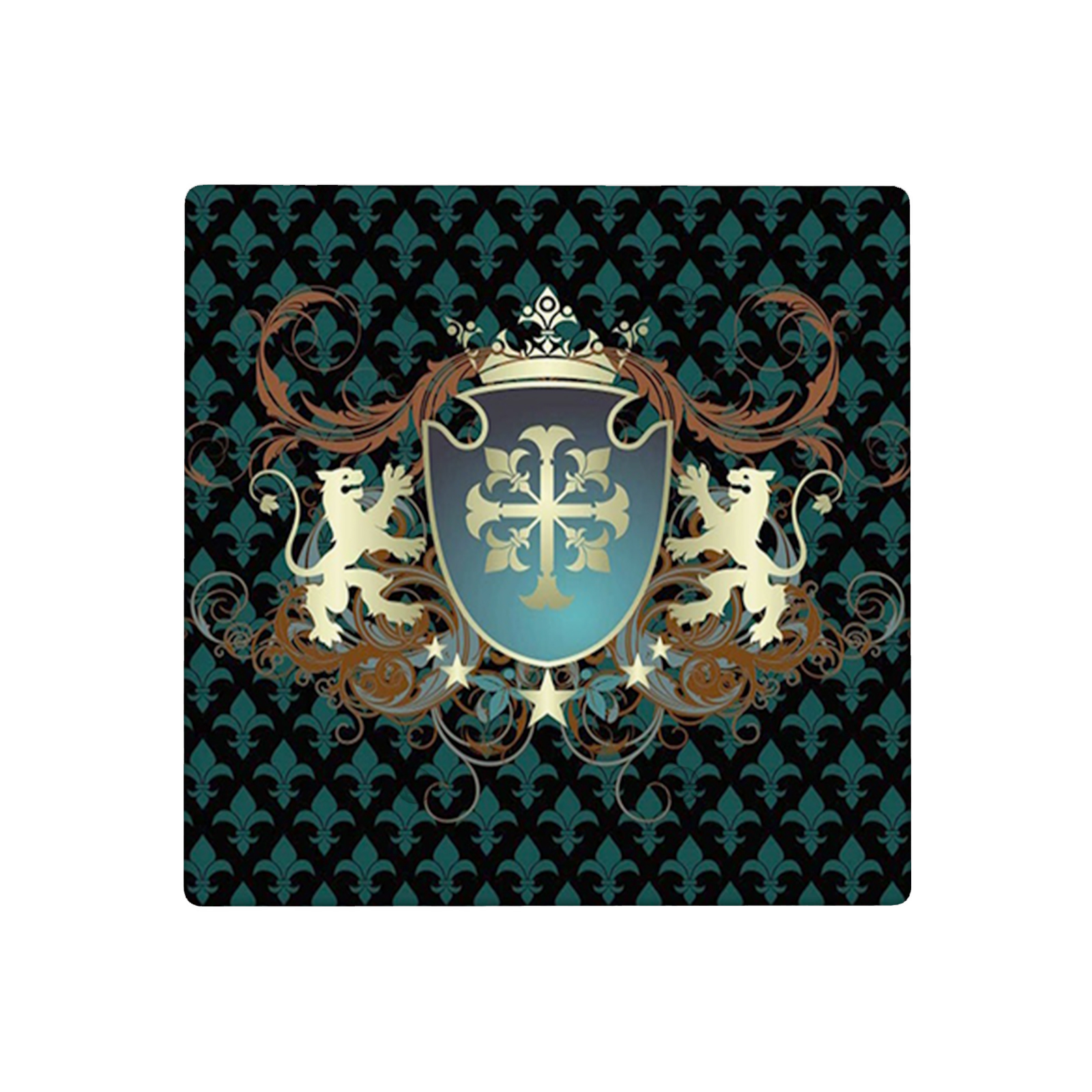 Medieval Theme,Blank Wall Plate,Arms Crown Lions and Swirls,Unbreakable
