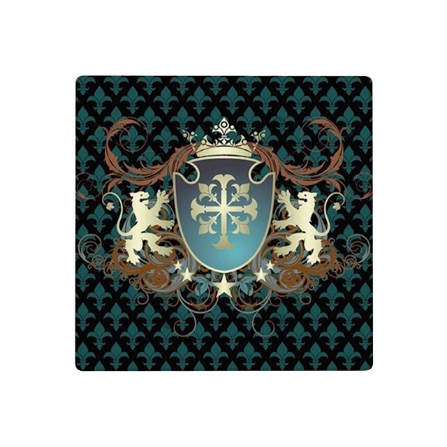 Medieval Theme,Blank Wall Plate,Arms Crown Lions and Swirls,Unbreakable Polycarbonate