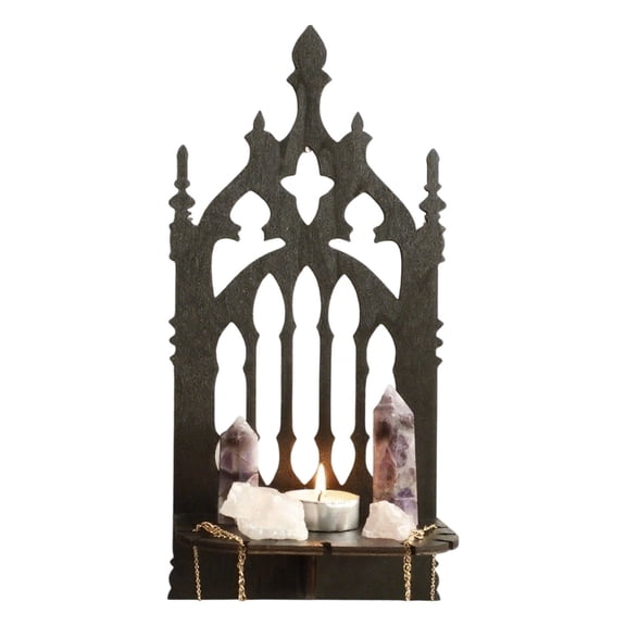 Medieval Throne Wall Shelf Carving Hollowout Crystal Holders Display Storage Rack For Books Plant Home Decoration