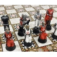 thumbnail image 1 of Medieval Times Crusades Red White Maltese Knight Chess Set 17" Mosaic Color BD, 1 of 8