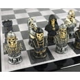 thumbnail image 1 of Medieval Times Skull Busts Gothic Chess Set W 18" Black Carbon Fiber Color Board, 1 of 8
