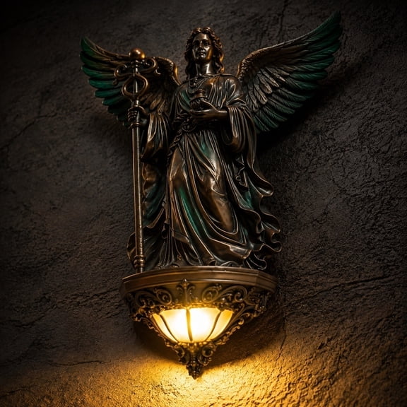 Medieval Torch Wall Sconce, Retro Gothic Sculpture Wall Lamp, Greek Mythology Statue Night Light,Resin Wall Sconce for Bedroom, Living Room Hallway