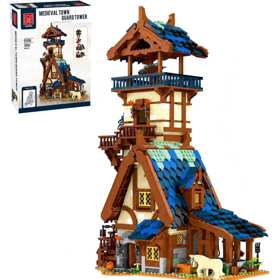 Medieval Town Guard Tower Building Sets Collectible Model for Adults, Compatible with Lego Architecture House Street View Home Office Decor for Adults - 3061PCS