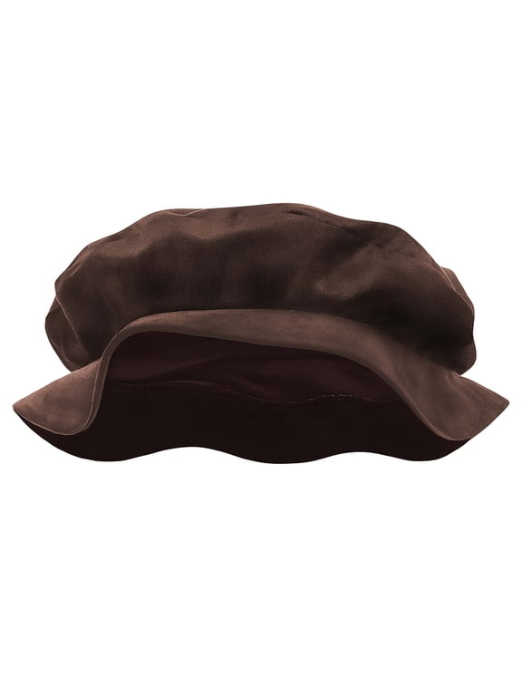 Medieval Tudor Flat Painter Cap Faux Suede Beret Hat Renaissance Festival Costume Cosplay Party Accessories for Men Women Brown Free Size
