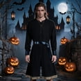 thumbnail image 1 of Medieval Tunic Robe, Belt Bracers Viking, Renaissance Long Shirt, Costume Historical, Medieval Tunic Robe With Belt and Bracers Viking Renaissance Long Shirt Costume for Renaissance Fair, Black L, 1 of 8