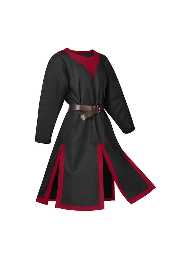 Medieval Tunic Robe for Men Renaissance Knight Warrior Costume Long Sleeve Crusader Templar Robe Belted Teutonic Top