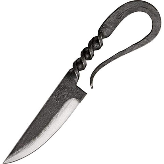 Rite Edge 8 Inch Medieval Twist Feasting Knife Carbon Steel Blade with Twisted Handle Traditional Dining Knife for Renaissance and Historical Events