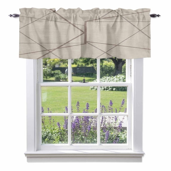 Medieval Valance Curtain for Windows Irregular Brown Stripes Abstract Artistic Retro Rod Pocket Curtain Valances Short Window Treatments Panels for Kitchen Bathroom Laundry Room Basement 42 x 12 Inch