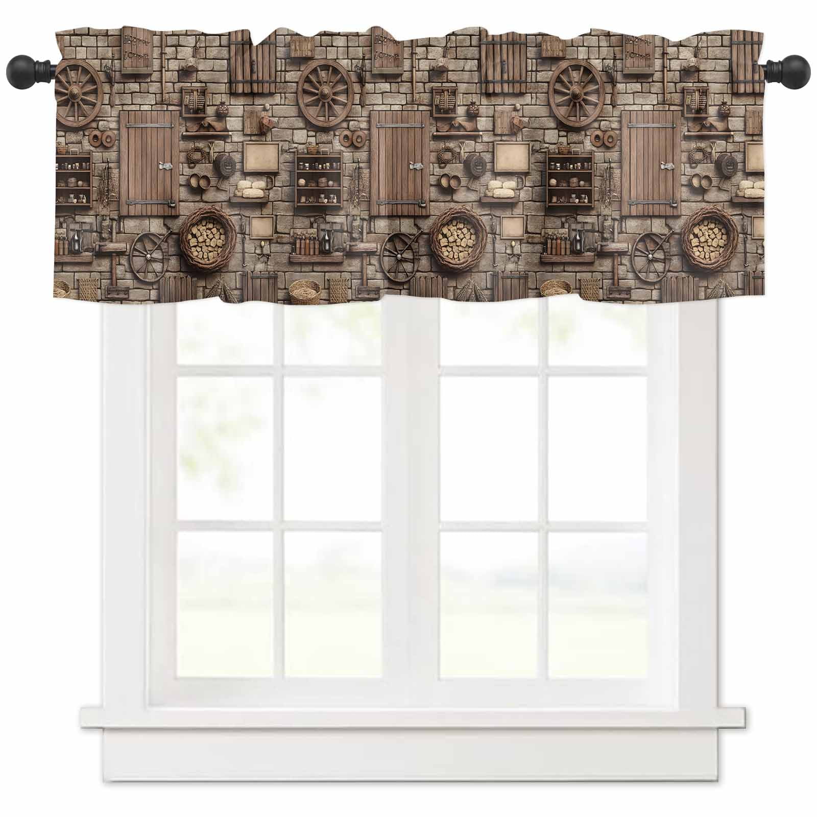 Medieval Valances for Windows Farmhouse Kitchen Curtains Valances Rod ...