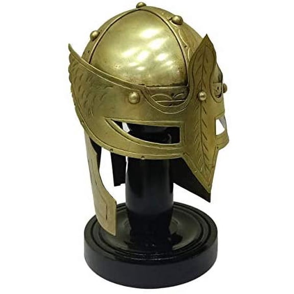 Medieval Viking Armor Mask Mini Helmet Black Stand Tabletop Decorative Office Item