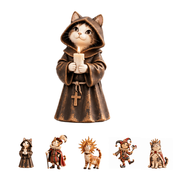 Medieval Vintage Cats Figurine Decorative - Vintage Cat Figurine for ...