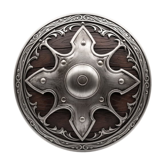 Medieval Vintage Round Shield, Halloween Costume Accessory, Retro Decorative Prop for Cosplay, LARP Event, Themed Party, Home Wall Display