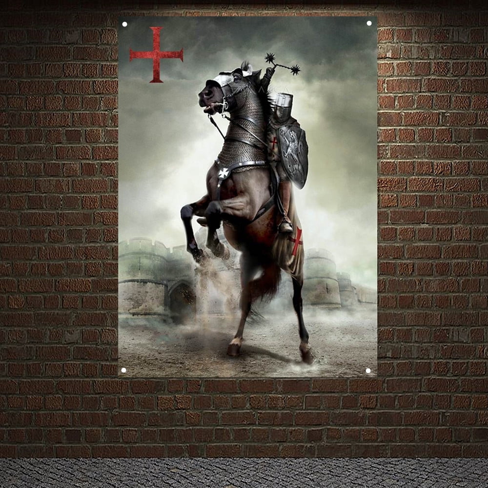 Medieval WARRIOR OF CHRIST Tapestry Canvas Painting Wall Painting Flag ...