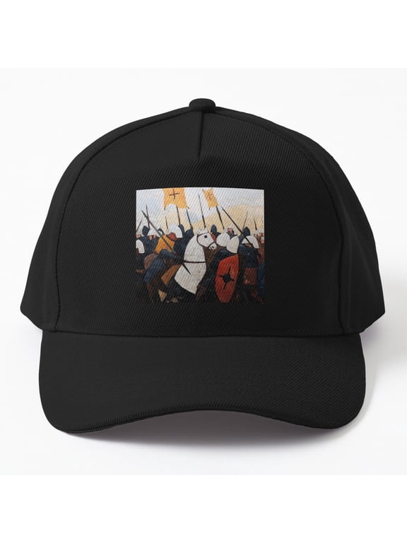 Medieval War Baseball Cap, Post-Impressionist-Inspired Battle Graphic Design, Classic Hat