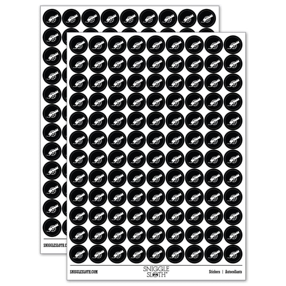 Medieval War Cannon 200+ Round Stickers - Black - Gloss Finish - 0.50" Size