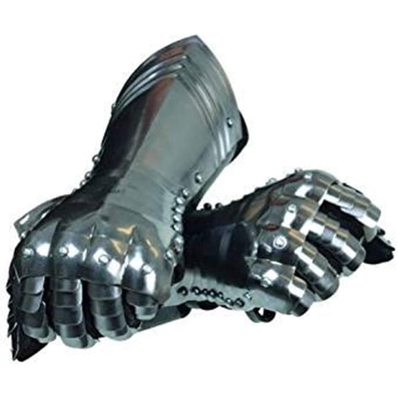 Medieval Warrior Gauntlets - Silver - One Size Armour