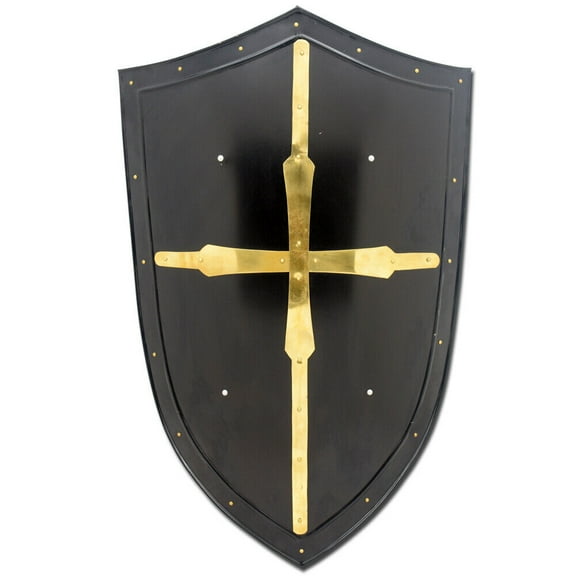 Medieval Warrior Knight Black Heater Shield Battle Shield 18 Gauge Steel