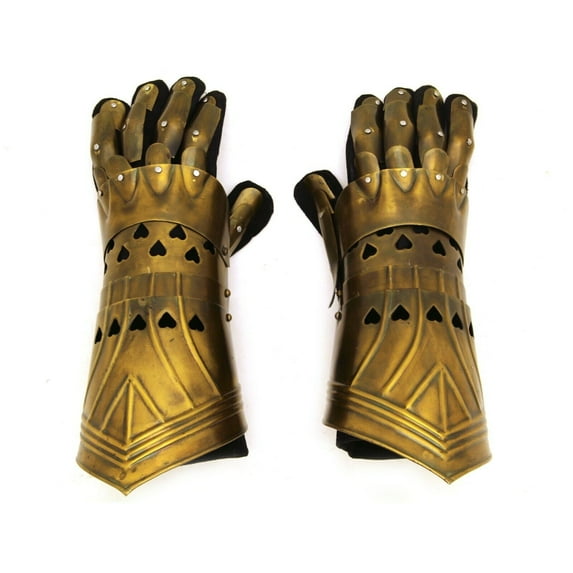 Medieval Warrior Metal Gold Gothic Knight Style Gauntlets Fully Functional Armor