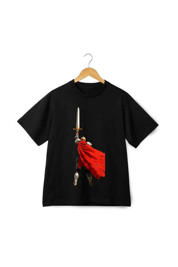 Medieval Warrior Red Cloak Black and White Unisex T-Shirt ,up to size 5XL