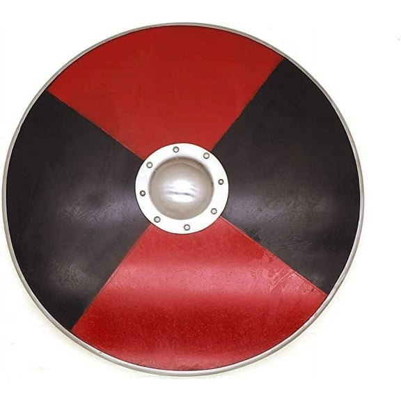 Medieval Warrior Viking Bjorn Norman Combat Shield 18G Steel (Black and Red)