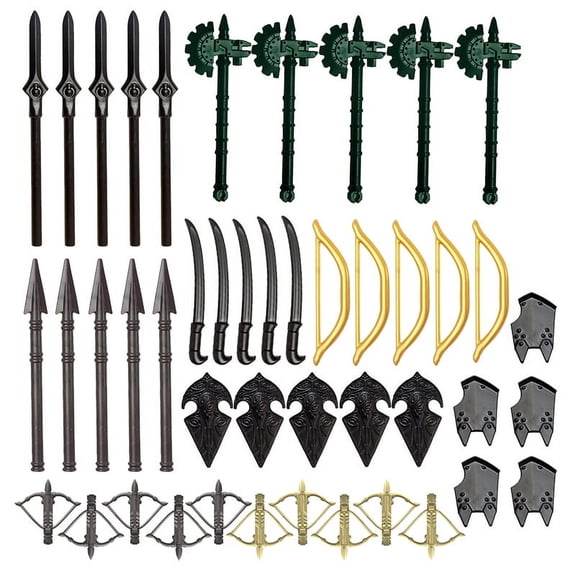 Medieval Weapons Kit Middle Age Military Figure Knights Helmet Armor Swords Figure Soldiers Vest Shield SWAT Weapons Protection Set Compatible with Figures
