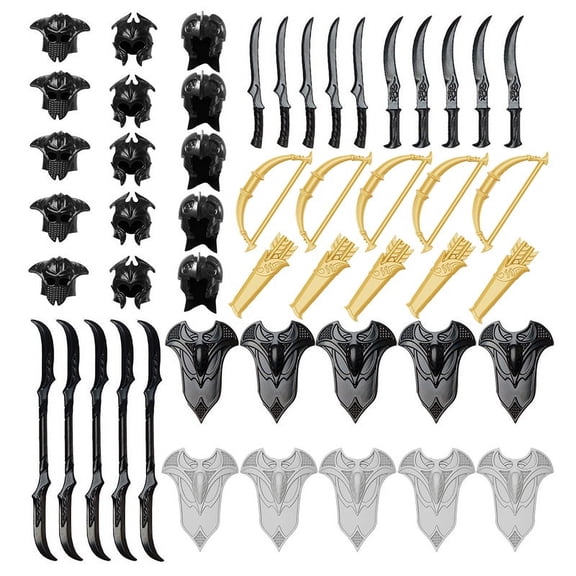 Medieval Weapons Kit Middle Age Military Figure Knights Helmet Armor Swords Figure Soldiers Vest Shield SWAT Weapons Protection Set Compatible with Figures