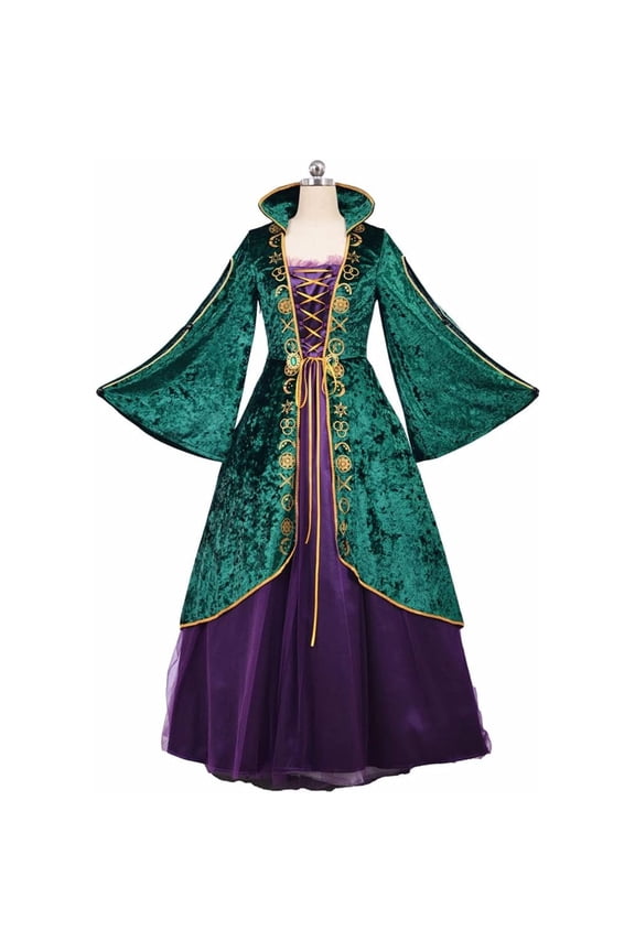 Medieval Witch Sister Dress Green Dress Stage Performance Dress