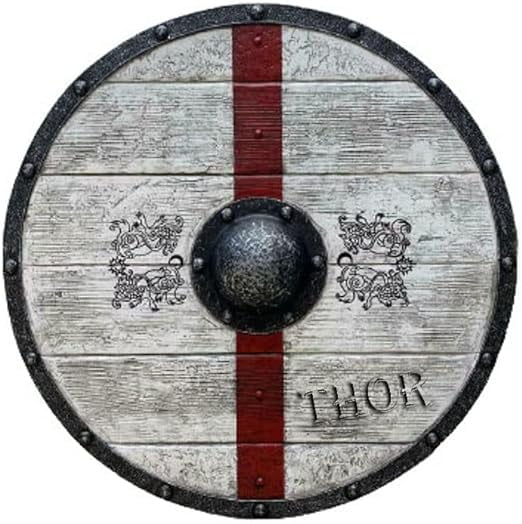 Medieval Wooden Viking Shield Battle Warrior Shield 24 Inches Rustic Vintage Home Decor Gifts