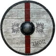 thumbnail image 1 of Medieval Wooden Viking Shield Battle Warrior Shield 24 Inches Rustic Vintage Home Decor Gifts, 1 of 3