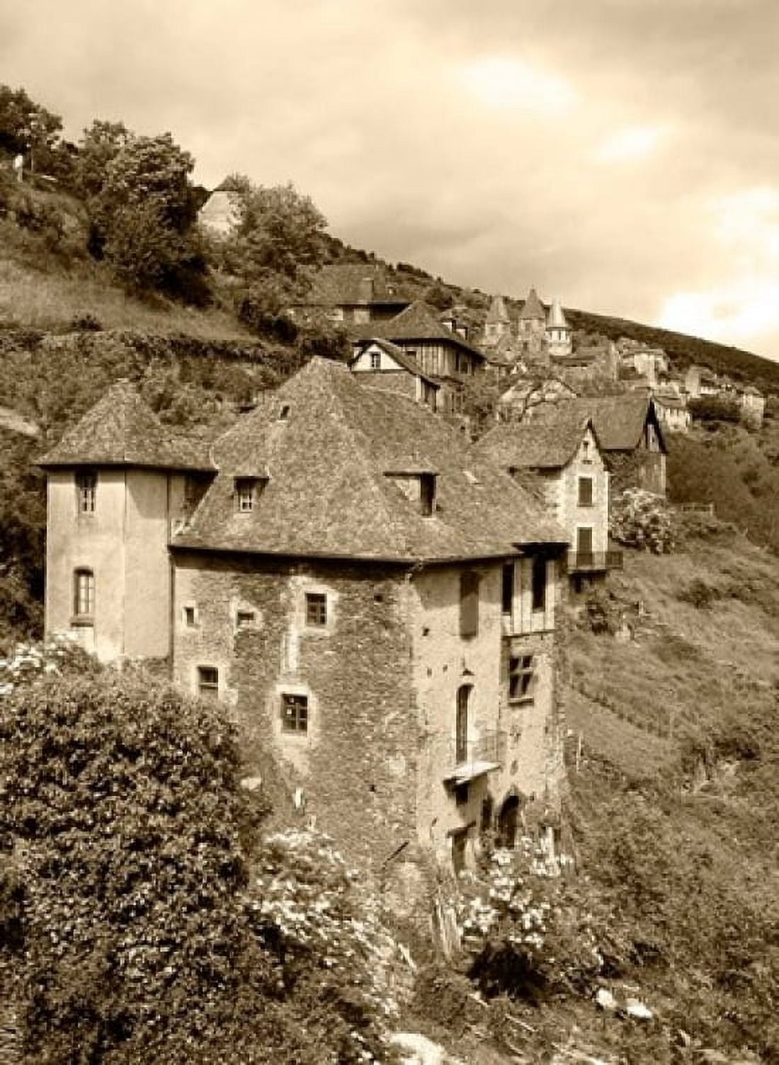 Medieval houses Aveyron Conques France Canvas Art - David Barnes DanitaDelimont (18 x 24)