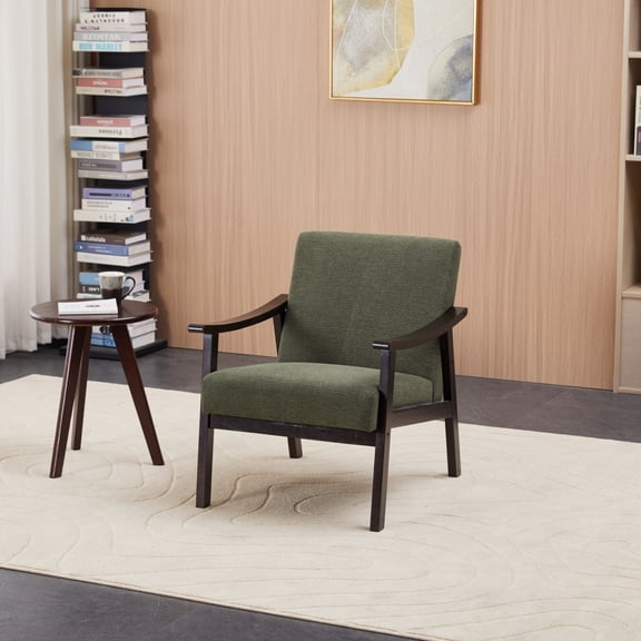 Medieval-inspired modern armchair with high back (Ancient White) upholstered chair, solid wood legs, leisure reading chair suitable for living room or bedroom.