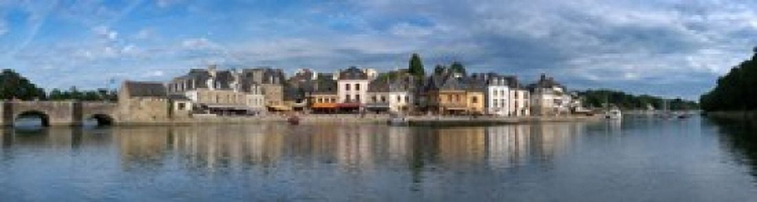 Medieval town at the waterfront St Goustan Auray Gulf Of Morbihan Morbihan Brittany France Canvas Art - Panoramic Images (21 x 6)